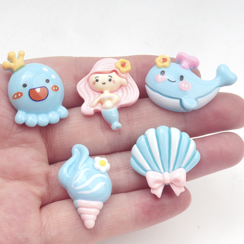 10/100Pcs Cute Blue Flat Back  - огляд і ціна Marine Aquarium Decorations