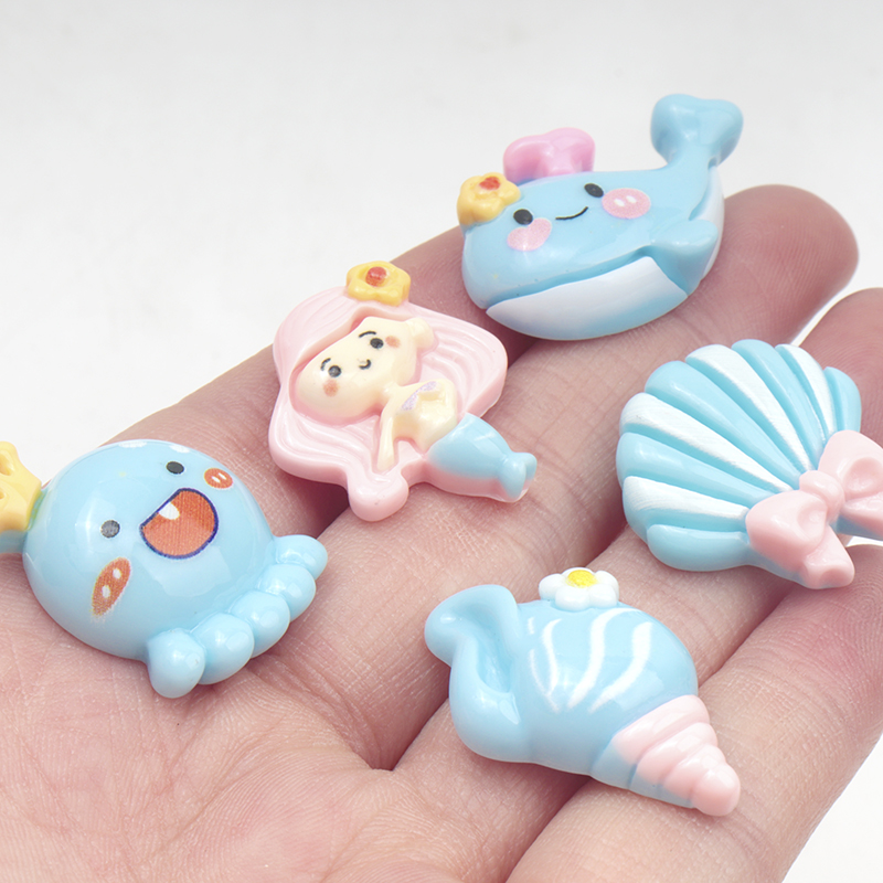 10/100Pcs Cute Blue Flat Back  - огляд і ціна Marine Aquarium Decorations