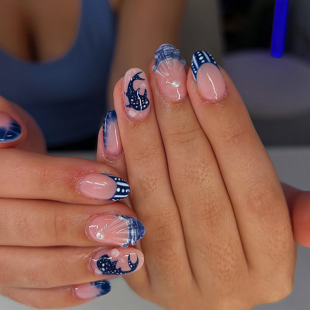 24pcs Almond 3d gel nails Whal - огляд і ціна Marine Aquarium Decorations